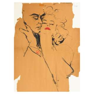 Lot 137 - A Marilyn Monroe and Laurence Olivier illustration by Joe Eula