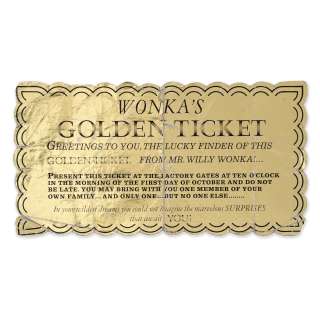 Willy Wonka & The Chocolate Factory: An Original Production-Made Golden Ticket, Paramount, 1971, | Bonhams