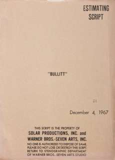 BULLITT ORIGINAL SCRIPT | Julien’s