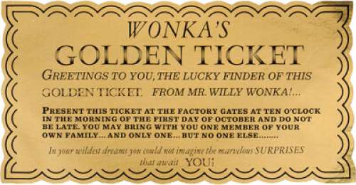"Golden Ticket" Prop from Willy Wonka & the Chocolate Factory (Paramount, 1971). ... | Heritage