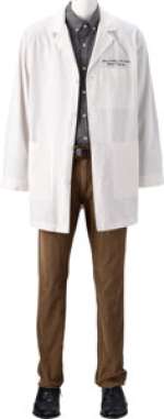 Chris Messina "Dr. Danny Castellano" White Hospital Coat, Gray Shirt, Tan Corduroys, Belt, and Shoes from The M...