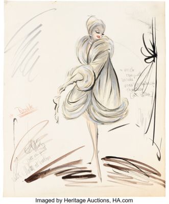 Games (Universal, 1967), Marlene Dietrich Concept Costume Sketch by Edith Head.