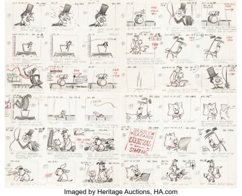 The Ruff & Reddy Show Sequence of 7 Original Storyboards Attributed to Dan Gordon (Hanna-Barbera, 1957). (Total: 7 Items) | Heritage