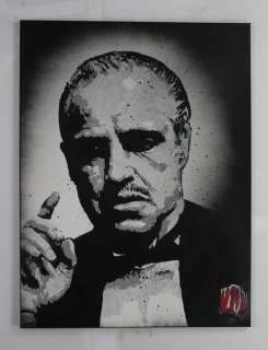 The Godfather - Marlon Brando - Handpainted and signed by Artist Vincent Mink. - Portrait | Catawiki