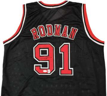 Double Team - NBA - Dennis Rodman - Autograph - Black Custom Basketball Jersey - With COA | Catawiki