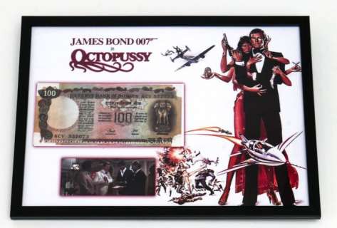James Bond 007: Octopussy - - Movie prop Banknote. Framed with COA | Catawiki