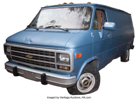 Jim Carrey "Ernie Chip‘ Douglas" 1982 Chevrolet blue cargo van from The Cable Guy....
