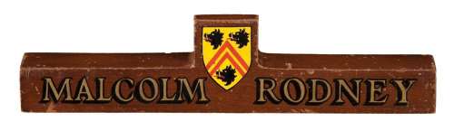 Lot 605 - Derek Flint nemesis “Malcolm Rodney” desk name plaque from Our Man Flint