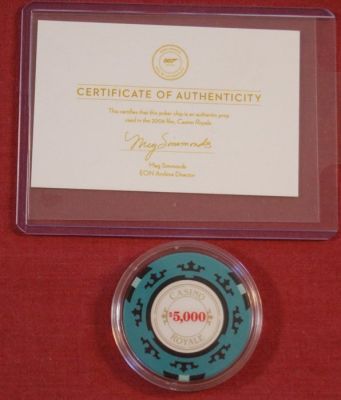 James Bond 007: Casino Royale - Original Screen-Used Prop Poker Chip $5000 Certificate of Authenticity (COA) by EON Archive | Catawiki
