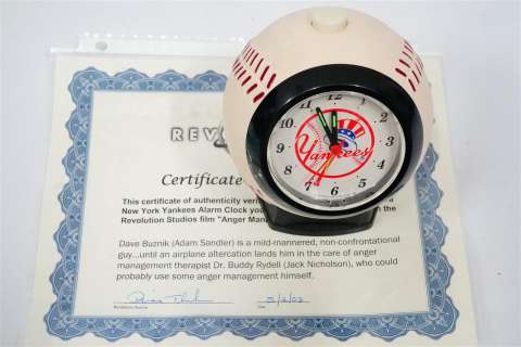 Anger Management Prop NY Yankees Bulova Alarm Clock | GWS Auctions