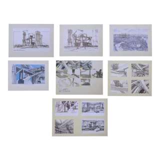 CONTACT (1997) - Lot #1206 : Set of Seven Hand-Drawn and Printed Stephen P. Burg Machine Concept Design Boards