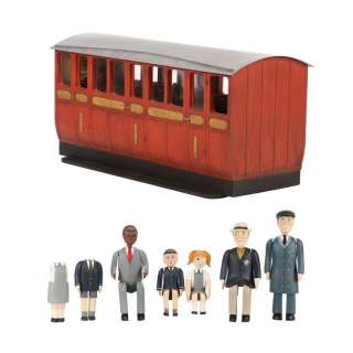 THOMAS & FRIENDS (TV SERIES, 1984-2008) - Lot #41 : Large Narrow Gauge Red Coach with Station Porter and Four Passengers