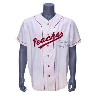 League of Their Own, a (1992) | Pair of Screen-Matched Rockford Peaches Uniform Costumes with Additional Costume and Tom Hanks-Autographed Promotional Shirt | Propstore