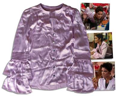 Groundbreaking Oscar-Winner Halle Berry Screen-Worn Lilac Silk Blouse | Nate Sanders