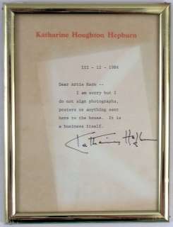 Lot 55 - Katharine Hepburn Signed Letter