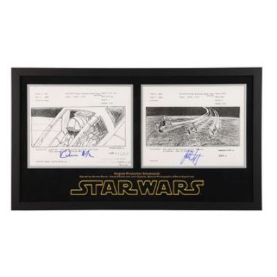 Star Wars: a New Hope | Pair of Original Production Storyboards Autographed by Dennis Muren and John Dykstra | Propstore (Buy Now)