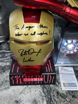 Iron Man Helmet, ARC Reactor Heart. Signed by Robert Downey JR. And Helmet Stand | eBay US