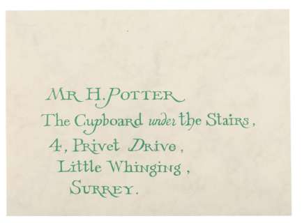 A Harry Potter Hogwarts Envelope Prop. | Van Eaton Galleries