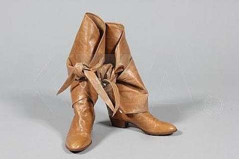 A pair of Manolo Blahnik brown leather boots worn | Kerry Taylor Auctions