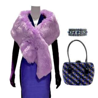 Hello Tomorrow! Shirley Stedman’s Haneefah Wood Midi Dress, Scarf, Gloves, Bracelet & Purse | VIP Fan Auctions