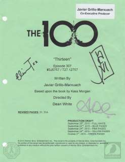 Lot 3 - The 100 "Thirteen" Script Cover Page Signed by Eliza Taylor & Alycia Debnam-Carey