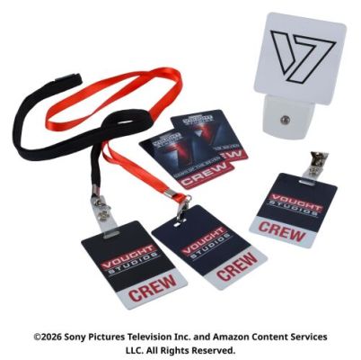 The Boys (T.V. Series, 2019-2026) | Lot 37: Vought Studios Crew Badges and Nightlight | Propstore
