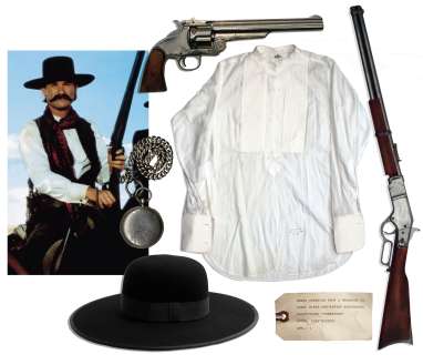 Kurt Russell Prop Pistol, Rifle, Pocket Watch, Shirt & Hat From His Famous Role as Wyatt Earp in ‘‘Tombstone‘‘