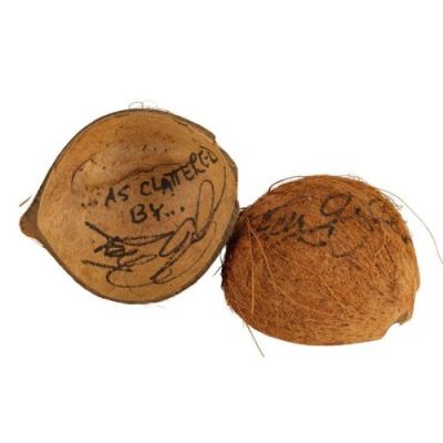 MONTY PYTHON AND THE HOLY GRAIL (1975) - Lot #2121 : Planet Hollywood Collection: Pair of Terry Gilliam-Autographed Coconut Shell Replicas