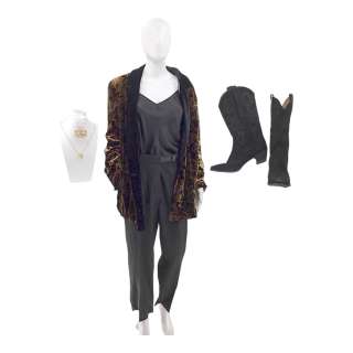 Heels Willie Day Mary McCormack Screen Worn Rancher Knee High Boots, Earrings, Necklace, Belora Trousers, Cicely Cami & Blazer Ch 2 Sc 14-23 Ep 201 | VIP Fan Auctions