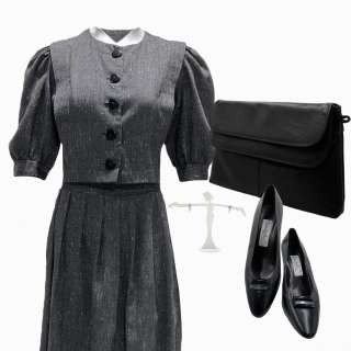 The Iron Claw Pam Lily James Screen Worn 2 Piece Suit, Pointy-Toe High Heel Shoes, Clutch Purse & Earrings Ch 8 Sc 89-90 | VIP Fan Auctions