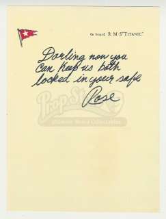 TITANIC (1997) - Lot 550 - Rose‘s (Kate Winslet) Farewell Note