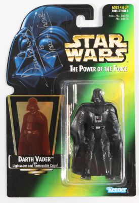 Dave Prowse as Darth Vader in Star Wars: Return of the Jedi Signed Kenner Power of the Force Action Figure with Character Name | SWAU