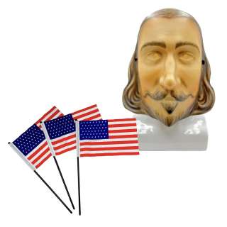Thanksgiving (2023) Production Used Pilgrim Mask & 3 Piece Mini-Flag Set | VIP Fan Auctions