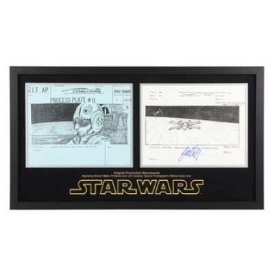 Star Wars: a New Hope | Pair of Original Production Storyboards Autographed by Robert Watts and John Dykstra | Propstore (Buy Now)