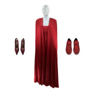 Lot #40: G20 Danielle Sutton (Viola Davis) Screen Worn Floor Length Dress, Cape, Sneakers & Heels Ch 7 Sc 35-B73