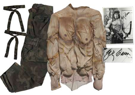 Johnny Carson Costume From Famous ’’Rambo’’ Parody Sketch -- With Signed Photograph of Carson Wearing the Costume | Nate Sanders