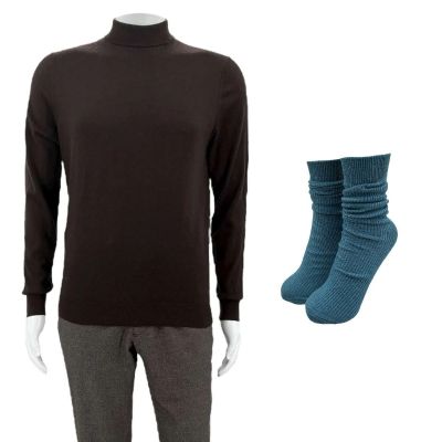 Lot 175: Play Dirty Parker Screen Worn Pants, Sweater & Socks Ch 8 Sc 130-132 | VIP Fan Auctions