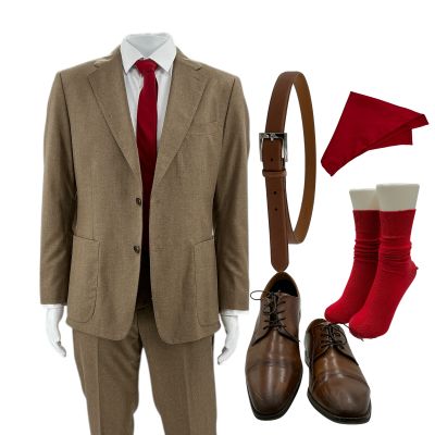 Lot 38: Eternity Ryan (John Early) Screen Worn Jacket, Shirt, Pants, Tie, Belt, Handkerchief, Socks & Dress Shoes Ch 1 Sc Multiple | VIP Fan Auctions