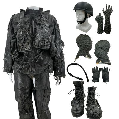 Lot 220: Suicide Squad (2016) Eyes of the Adversary Screen Worn Jacket W/ Vest, Pants, Gloves, Helmet, (4) Pieces Head, Breathing Tube, Hands & Boots | VIP Fan Auctions