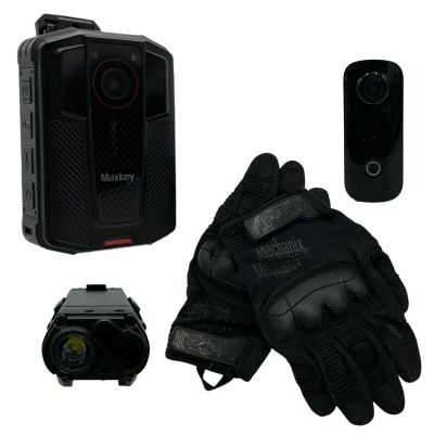 Lot 50: Mercy Police Station Screen Used Tactical Light, Gloves, Body Camera & Action Camera | VIP Fan Auctions