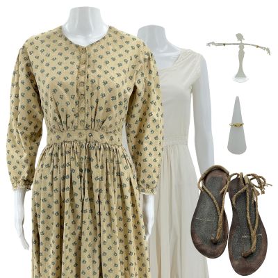 Lot 169: The Bluff Elizabeth Screen Worn Dress, Dress Petticoat, Earrings, Ring & Sandals Ch 1 Sc Multiple | VIP Fan Auctions