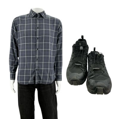 Lot 42: The Drama Charlie Production Worn Button-Up Shirt, Jeans & Sneakers | VIP Fan Auctions