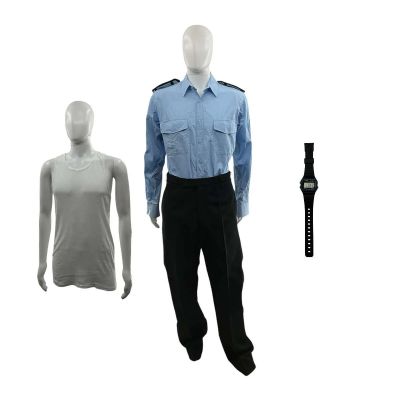 Lot 16: The Sheep Detectives Officer Tim Derry Screen Worn Button-Up Shirt, Trousers, Watch & Vest Ch 3 Sc 69pt1 | VIP Fan Auctions