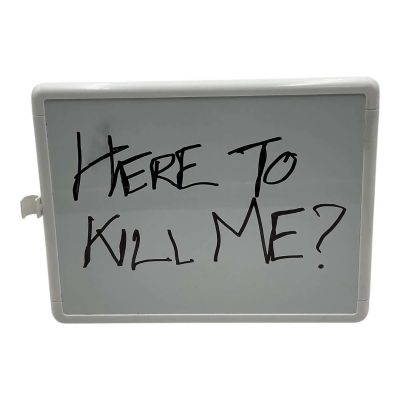 Lot 58: Is God Is Chuck Hall Screen Used Dry Erase “Here To Kill Me” | VIP Fan Auctions