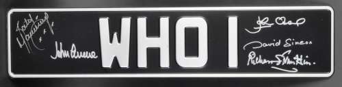 DOCTOR WHO - THE DAEMONS - AUTOGRAPHED PROP REPLICA BESSIE NUMBERPLATE | Auctioneum Ltd