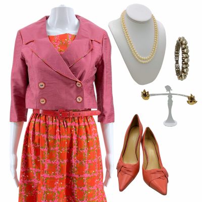 Lot 252: The Help Hilly Holbrook (Bryce Dallas Howard) Screen Worn Jacket, Dress, Belt, Earrings, Bracelet, (2) Necklaces & Heels Ch 4, 7 Sc 74-75, 114-115 | VIP Fan Auctions