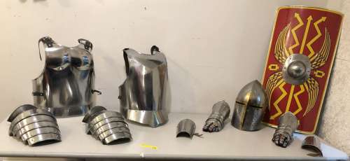 "Superhero Show" - Medieval Armor (5 pc set) w/roman metal crafted shield - includes Helmet/Armored | Direct Liquidation