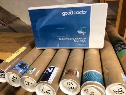 Group of assorted backlits & headboard graphics from "The Good Doctor" show San Jose St. Bonaventure | Direct Liquidation