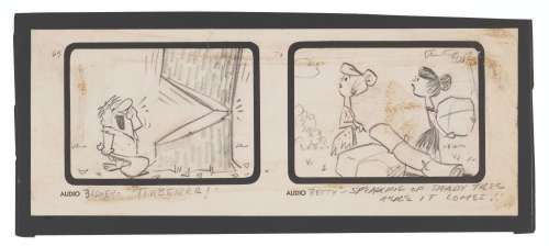 A Pair of Early “Flintstones” Storyboard Panels. | Van Eaton Galleries