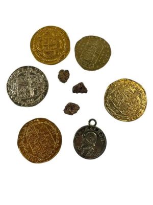 Lot 227 - Pirates of the Caribbean: The Curse of the Black Pearl (2003) - Collection of Coins and Gold Nuggets | Hanlin Auction Service